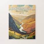 Wicklow Mountains National Park Ireland Travel Art Jigsaw Puzzle<br><div class="desc">Wicklow Mountains vector art design. The park stretches through County Wicklow as well as small areas of South Dublin and Dún Laoghaire.</div>