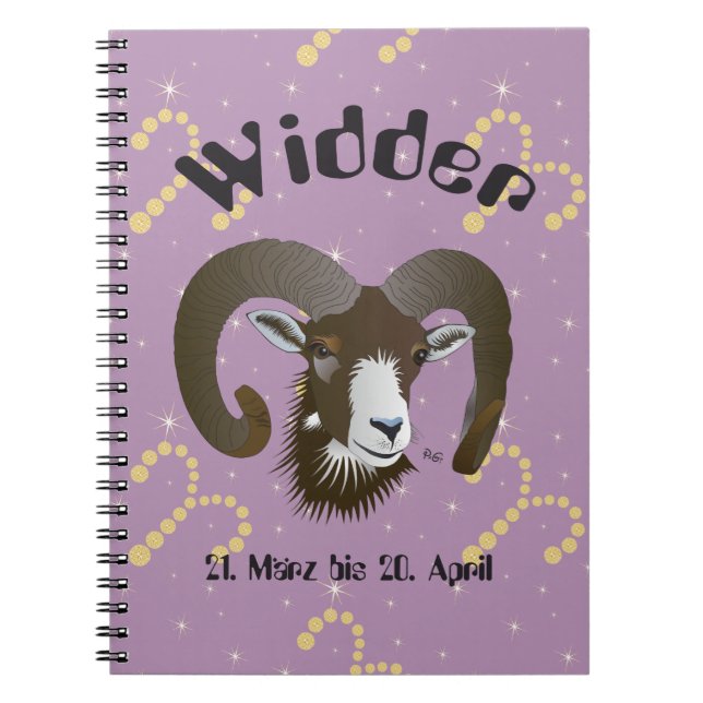 Widder 21. März bis 20. April Notizheft Notebook (Front)