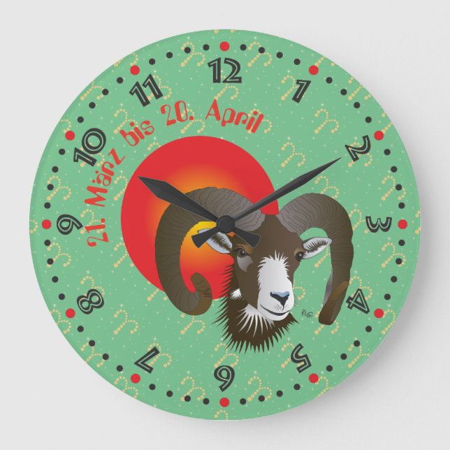 Widder 21. März bis 20. April Uhr Large Clock (Front)