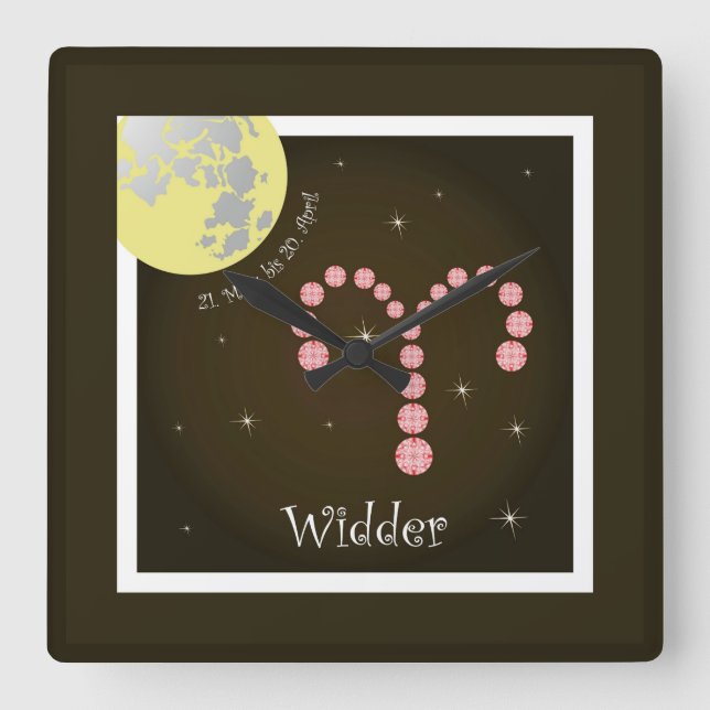 Widder 21. März bis 20. April Uhr Square Wall Clock (Front)
