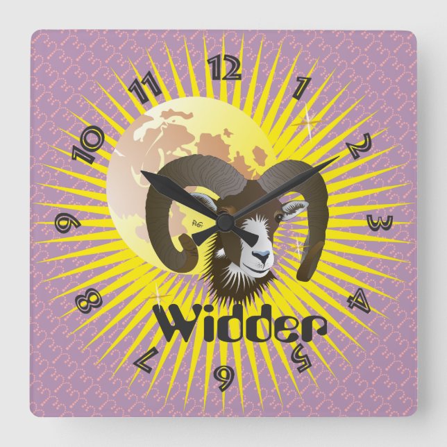 Widder 21. März bis 20. April Uhr Square Wall Clock (Front)