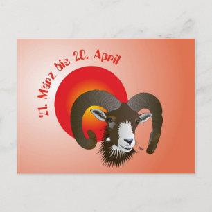 Widder Sternzeichen Postkarte Postcard