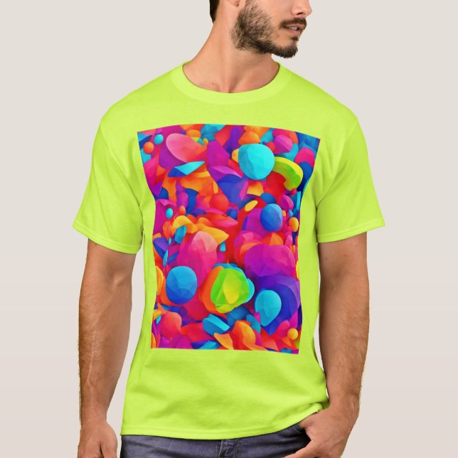 Wide-Angle Colourful Abstracts Art T-Shirt (Front)