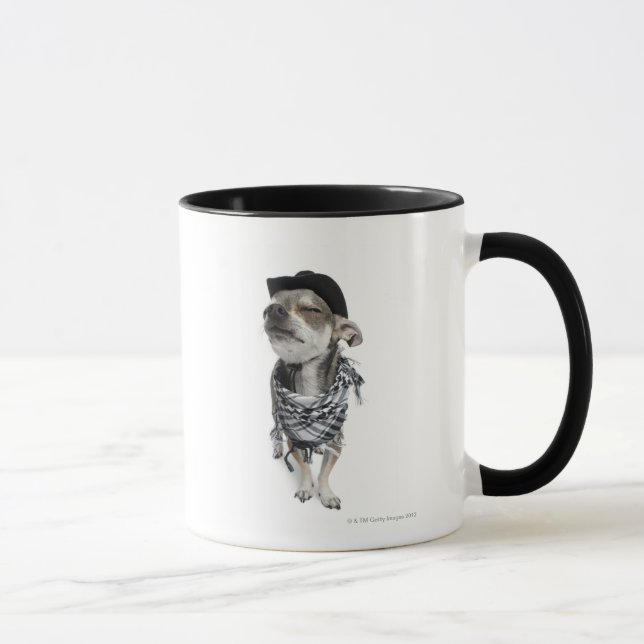 Wide-angle of a Chihuahua with his eyes closed Mug (Right)