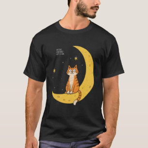Wide Awake At 3 AM Funny Cat Moon Graphic Gift T-Shirt