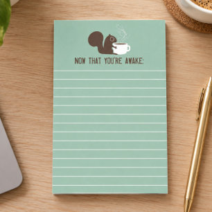 Wide Awake Squirrel Coffee Lover Cute Lined Paper Post-it Notes