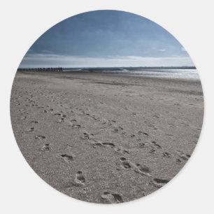 Wide beach at the North Sea Classic Round Sticker