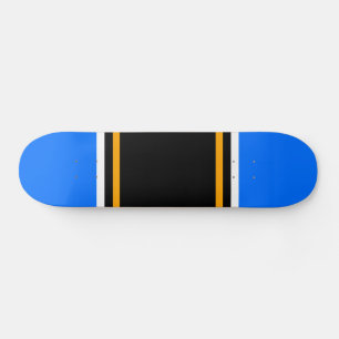 Wide Black White Bright Blue Yellow Racing Stripes Skateboard