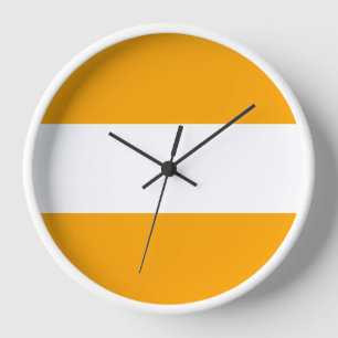 Wide Bright Golden Orange White Summer Stripes  Clock