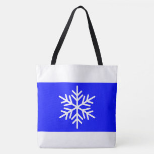 Wide Bright Royal Blue White Stripes Snowflake Tote Bag
