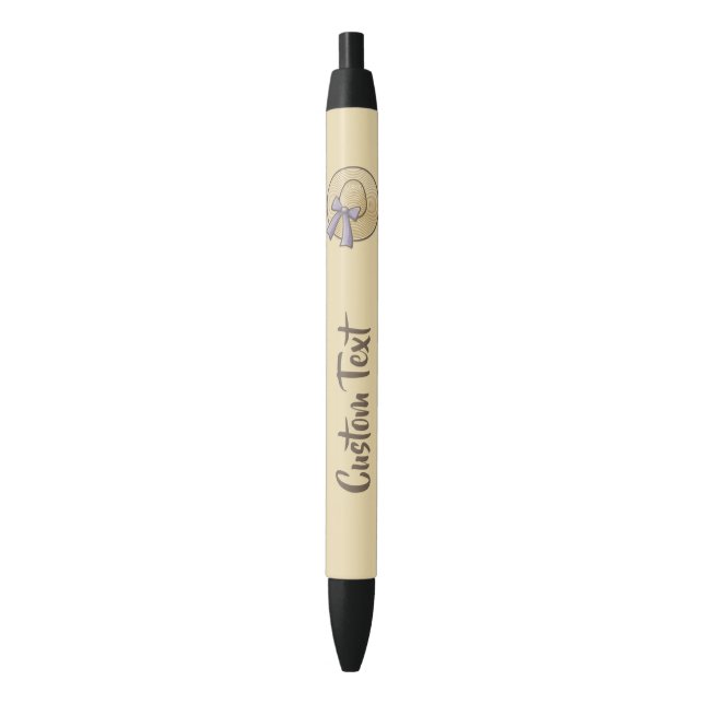 Wide Brimmed Hat Beige Black Ink Pen (Front Vertical)