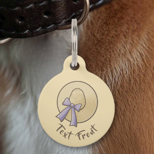 Wide Brimmed Hat Beige Pet Tag