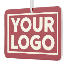 Wide Business Logo and Custom Text on Burgundy Red Car Air Freshener