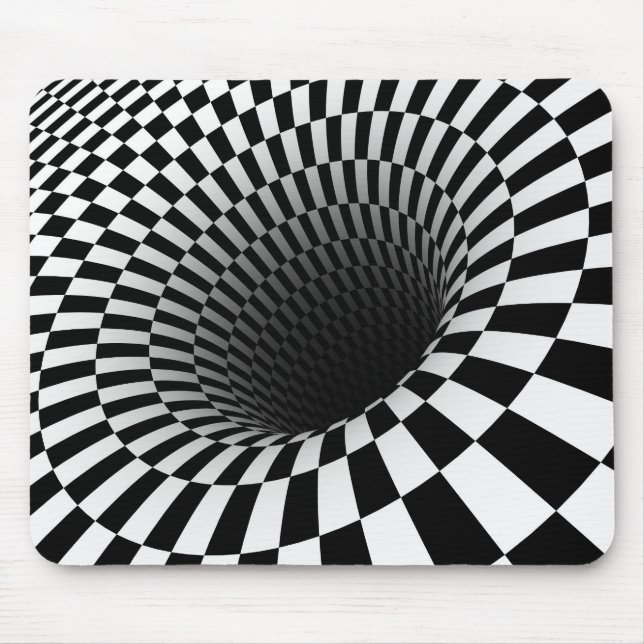 WIDE CHEQUERED VORTEX Optical Illusion Mouse Mat (Front)