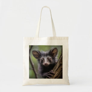 "Wide-Eyed Aye-Aye in a Tree" Tote Bag