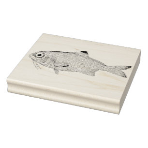 Wide-Eyed Fish Vintage Rubber Art Stamp