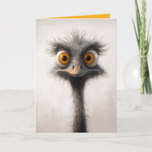 Wide-Eyed Ostrich Cartoon Portrait Invitation