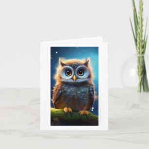 Wide-eyed Owl In A Magical Night Oversized Card