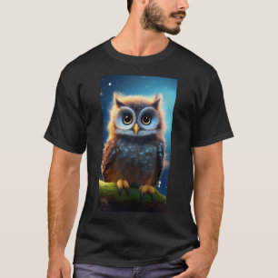 Wide-eyed Owl In A Magical Night Oversized T-Shirt