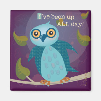 Wide-Eyed Owl in Moonlight Magnet