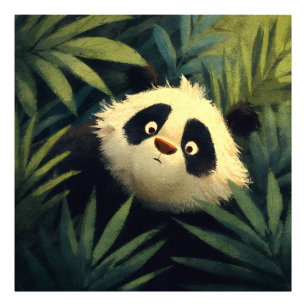 Wide-Eyed Panda Foliage Peek Photo Print