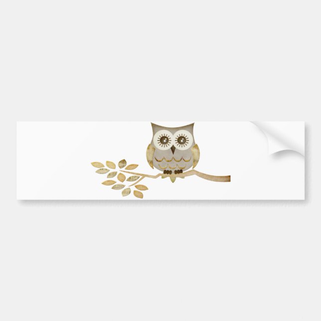 Wide Eyes Owl in Tree Bumper Sticker (Front)