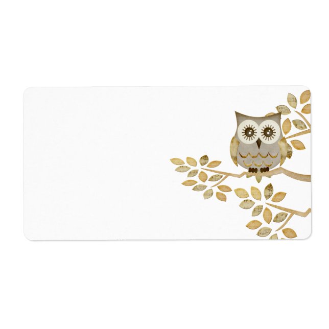 Wide Eyes Owl in Tree Label (Front)