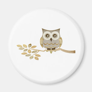 Wide Eyes Owl in Tree Magnet