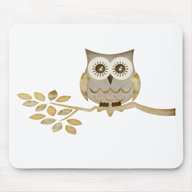 Wide Eyes Owl in Tree Mouse Mat (Front)