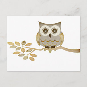 Wide Eyes Owl in Tree Postcard