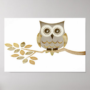 Wide Eyes Owl in Tree Poster