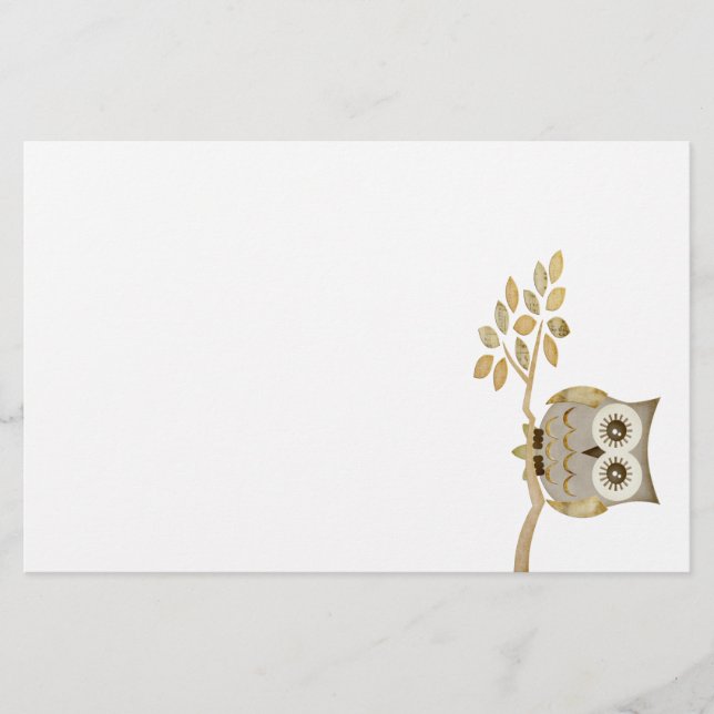 Wide Eyes Owl in Tree Stationery (Front)