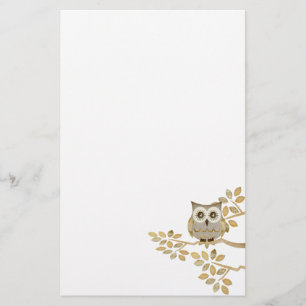 Wide Eyes Owl in Tree Stationery