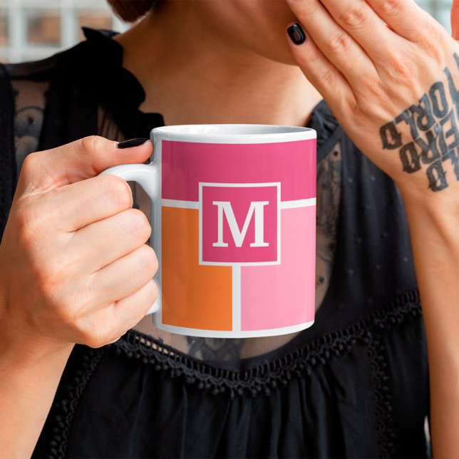 Wide Feminine Stripes with Monogram Coffee Mug (Creator Uploaded)