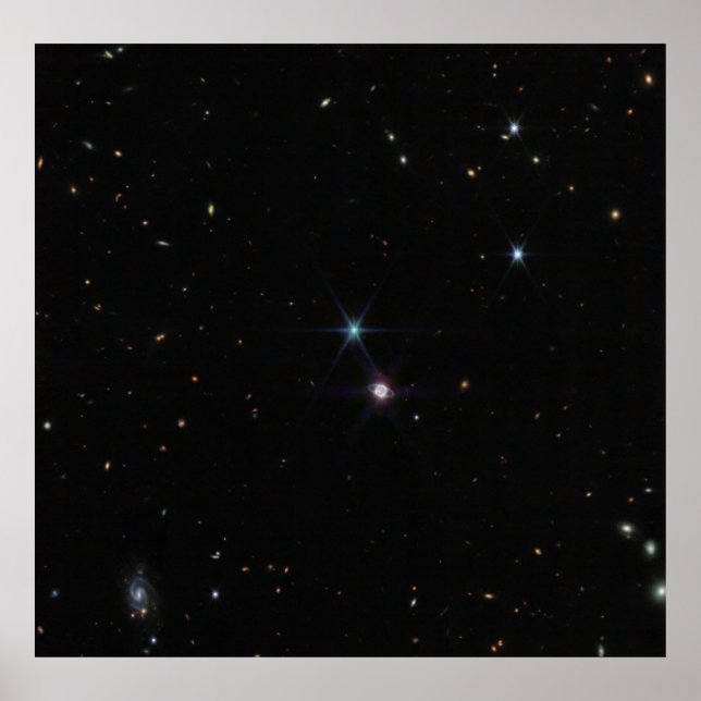 Wide Field of Planet Neptune in James Webb Poster (Front)