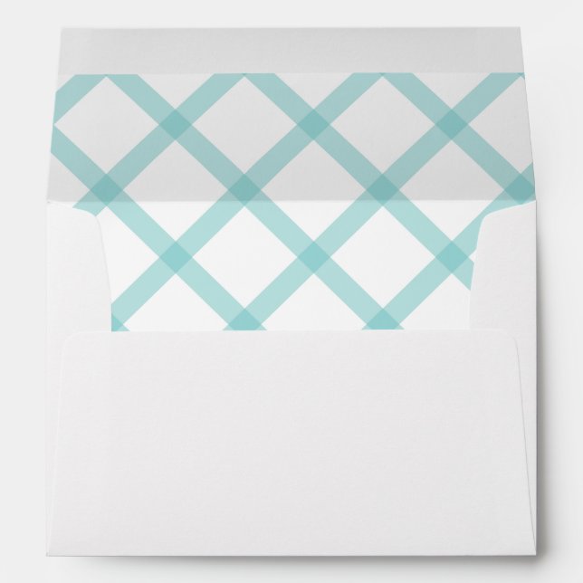 Wide Gingham Pattern Lined Envelope Blue (Back (Bottom))
