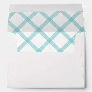 Wide Gingham Pattern Lined Envelope Blue