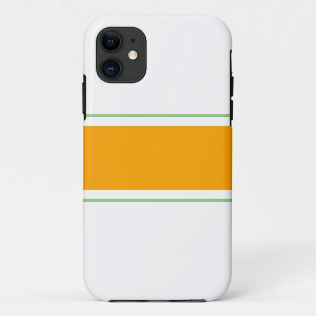 Wide Golden Yellow Sage Racing Stripes On White Case-Mate iPhone Case (Back)