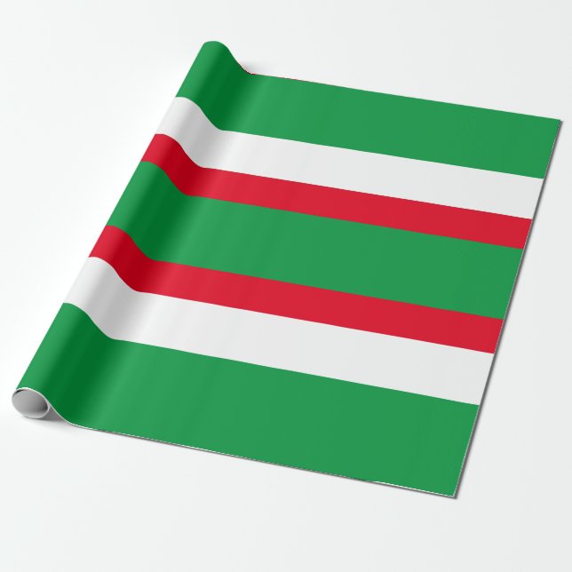 Wide Green White & Red Stripes Wrapping Paper (Unrolled)