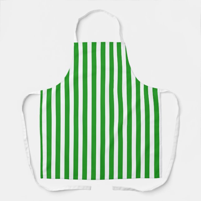 Wide Green White Stripes Apron (Front)