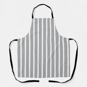 Wide Grey White Stripes Apron