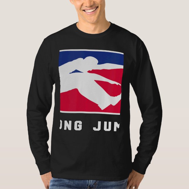 Wide jump athletics sport long spring training T-Shirt (Front)