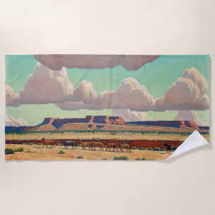 Wide Lands of the Navajo by Maynard Dixon Beach Towel