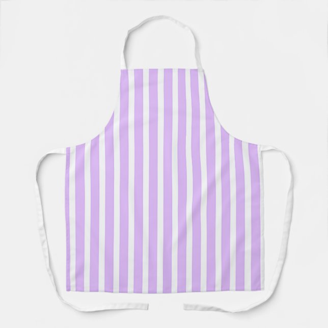 Wide Lavender White Stripes Apron (Front)