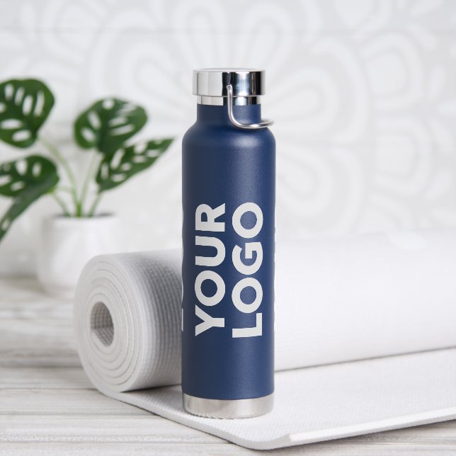 Wide Logo Pattern on Blue Water Bottle (Yoga)