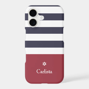 Wide Navy Blue Horizontal Stripes Red Name Daisy