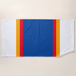 Wide Navy Blue Red Yellow White Racing Stripes Beach Towel