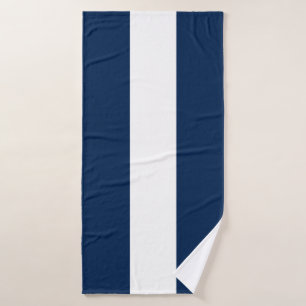 Wide Navy Blue White ShipShape Nautical Stripes Bath Towel Set