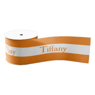 Wide Orange and White Personalise Grosgrain Ribbon