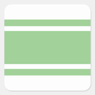 Wide Pastel Sage Green Racing Stripes On White Square Sticker